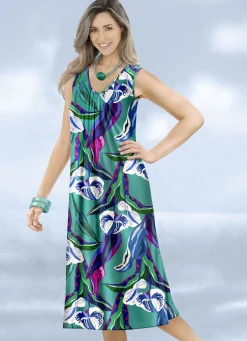 Klaus Modelle Kleid mit farbbrillantem Druckdessin, ärmellos