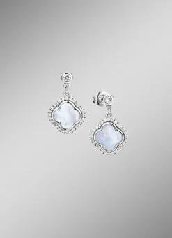 Kleeblatt-Ohrstecker aus Silber und Perlmutt