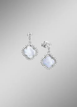 Kleeblatt-Ohrstecker aus Silber und Perlmutt