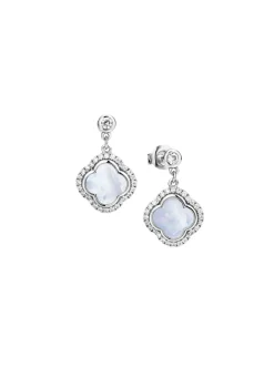 Kleeblatt-Ohrstecker aus Silber und Perlmutt