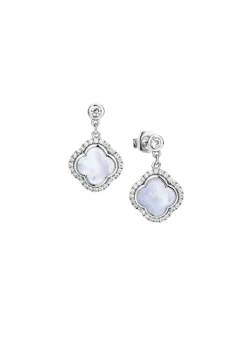 Kleeblatt-Ohrstecker aus Silber und Perlmutt