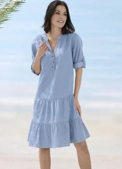 Kleid aus Lyocell, mit Volantabschluss