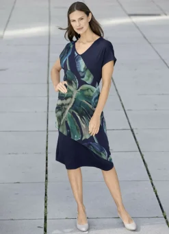 Kleid mit Chiffon-Besatz