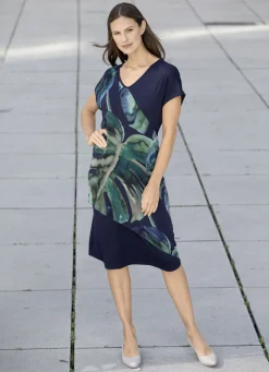 Kleid mit Chiffon-Besatz