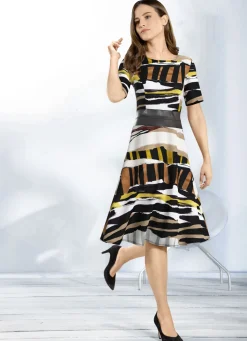 Kleid mit Lederimitat-Einsatz