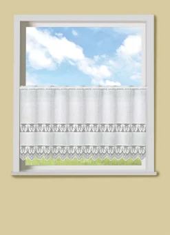 Kleinfenster-Store mit gezacktem Abschluss und Stangendurchzug