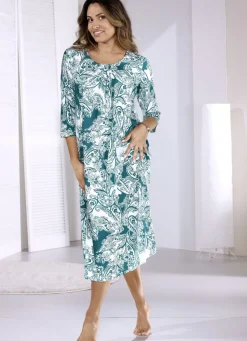 Knöchellanges Nachthemd mit 3/4 langen Ärmeln