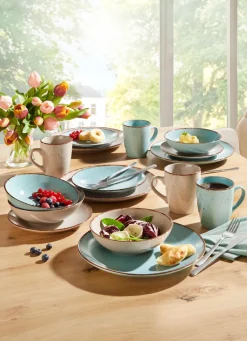 Kombi-Service, 16-teilig, aus Feinsteinzeug im Natur-Look