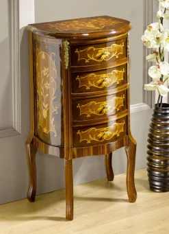 Kommode aus massivem Buchenholz mit Intarsien