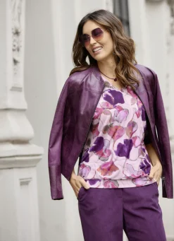 Kurzjacke aus Veloursleder-Imitat