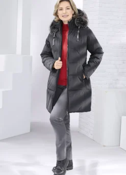 Kurzmantel mit abnehmbarem Kunstpelz-Besatz