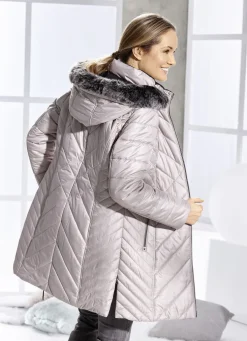 Kurzmantel mit abnehmbarem Kunstpelz-Besatz