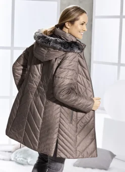 Kurzmantel mit abnehmbarem Kunstpelz-Besatz