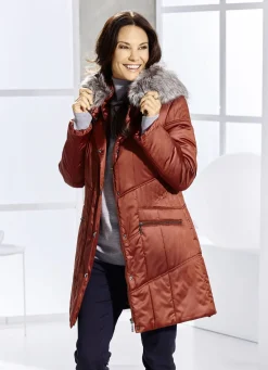 Kurzmantel mit abnehmbarem Kunstpelz-Besatz