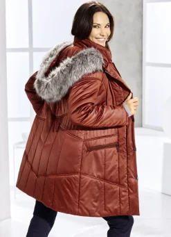 Kurzmantel mit abnehmbarem Kunstpelz-Besatz