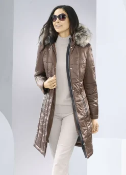 Kurzmantel mit abnehmbarem Kunstpelz-Besatz