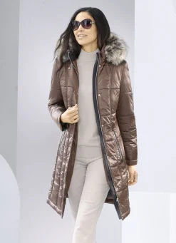 Kurzmantel mit abnehmbarem Kunstpelz-Besatz