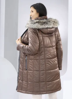 Kurzmantel mit abnehmbarem Kunstpelz-Besatz