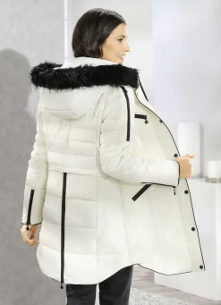 Kurzmantel mit Kunstpelz-Innenausstattung in der Kapuze