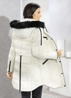 Kurzmantel mit Kunstpelz-Innenausstattung in der Kapuze