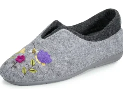 Laurina, klassische Damen-Hausschuhe, Weite G, mit fantasievoller Motiv-Stickerei