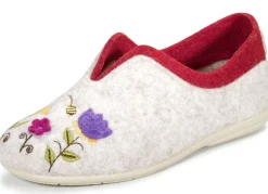 Laurina, klassische Damen-Hausschuhe, Weite G, mit fantasievoller Motiv-Stickerei