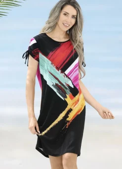 Laurina Kleid mit Druckdessin und raffbaren Ärmeln