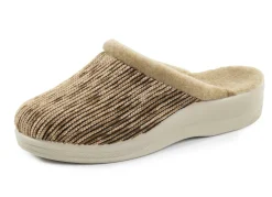 Laurina Pantoffel aus changierendem Cord-Material mit Filzbesatz