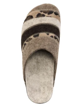 Laurina Pantoffel aus Filz und bedrucktem Kunstfell