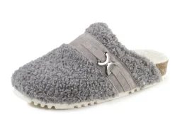 Laurina Pantoffel aus weichem Plüsch mit Veloursbesatz