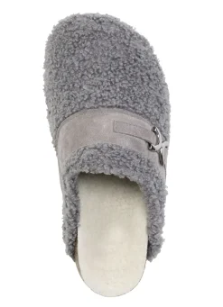 Laurina Pantoffel aus weichem Plüsch mit Veloursbesatz