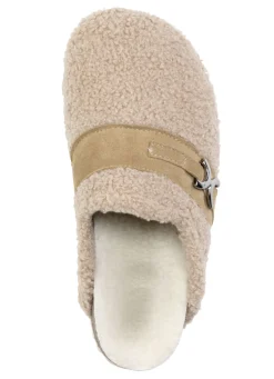 Laurina Pantoffel aus weichem Plüsch mit Veloursbesatz