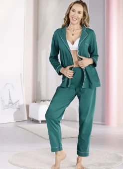 Laurina Schlafanzug, durchgeknöpft und Reverskragen