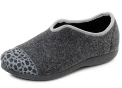 Laurina, trendige Damen-Hausschuhe, Weite H, mit Leo-Druck