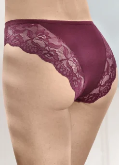 Laurina Viererpack Slips mit floraler Elastikspitze