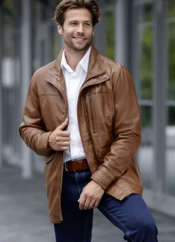 Lederjacke mit Doppeltaschen