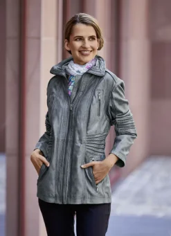 Lederjacke mit Steh-Umlegekragen