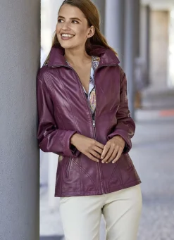 Lederjacke mit Steh-Umlegekragen