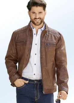 Lederkurzjacke in Bikerform