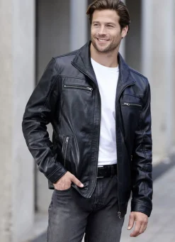 Lederkurzjacke mit Innentaschen