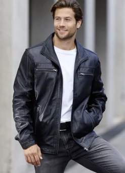 Lederkurzjacke mit Innentaschen