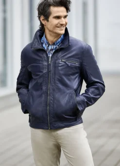 Lederkurzjacke mit verstellbarem Ärmelbund