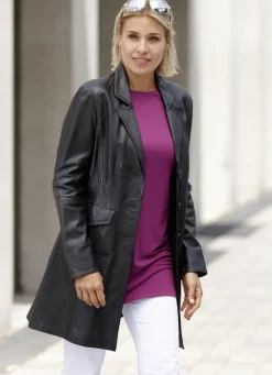 Lederkurzmantel mit Reverskragen