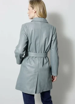 Lederkurzmantel mit Umlegekragen