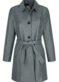 Lederkurzmantel mit Umlegekragen