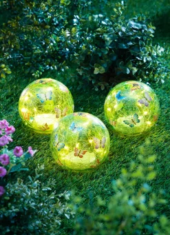 LED-Glaskugeln "Schmetterling", 3er-Set