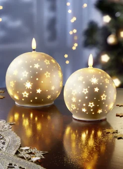 LED-Kerzen mit Sternen-Motiv, 2er-Set