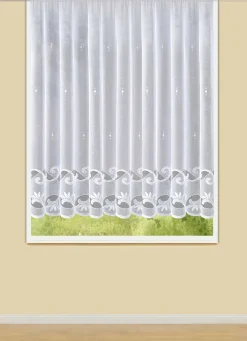 Leichter Blumenfenster-Store mit Automatikfaltenband