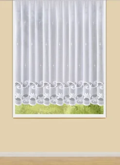 Leichter Blumenfenster-Store mit Automatikfaltenband