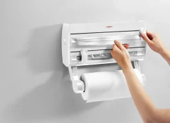 Leifheit Wandrollenhalter mit Abstellfläche für Gewürze